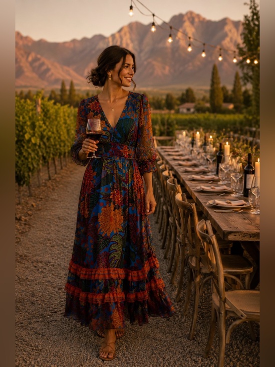 FARM Rio Dresses & Skirts - FARM Rio Multicolor Floral Maxi Dress with Blue and Orange